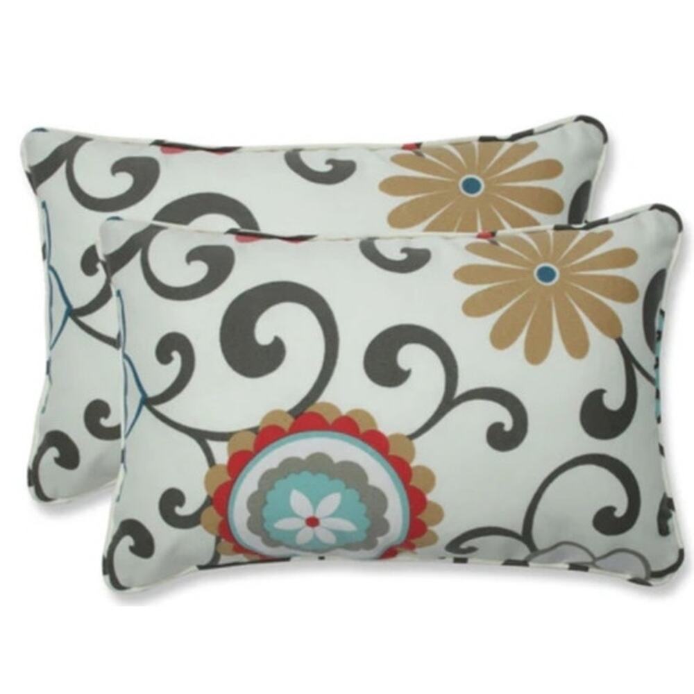Pillow Perfect Pom Pom Play Peachtini Rectangular Throw Pillow, Set of 2